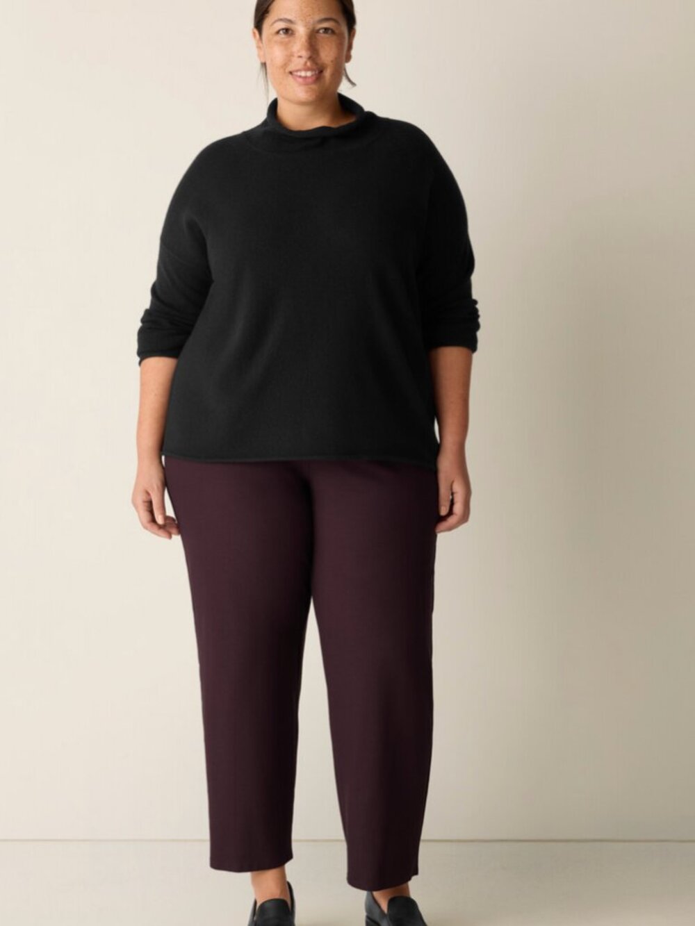 Washable Stretch Crepe Slim Pant, Cropped Length, Casis 2X